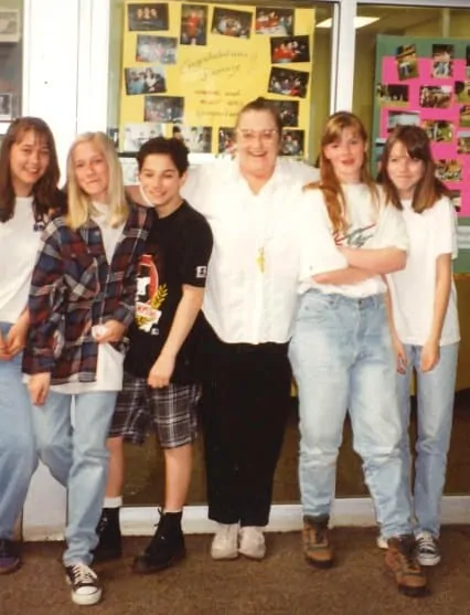 Marie Rackham and her students