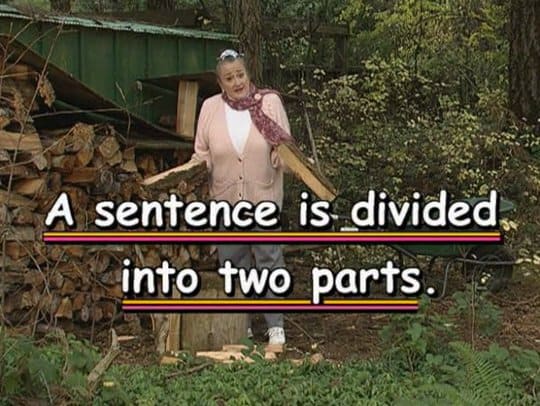 A sentence is divided into two parts.