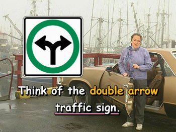 Think of the double arrow traffic sign.