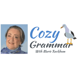 Picture of Marie Rackham and text: "Cozy Grammar With Marie Rackham"