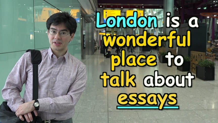 Thomas in London's Heathrow Airport, saying, "London is a wonderful place to talk about essays."