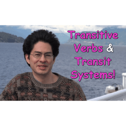Thomas on a ferry speaking about Transitive Verbs and Transit Systems.