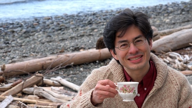 Thomas with tea cup