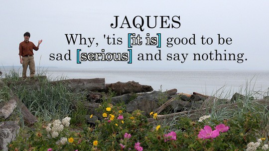 Jaques: Why, 'tis [it is] good to be sad [serious] and say nothing.