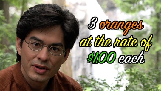 3 oranges at the rate of $1.00 each