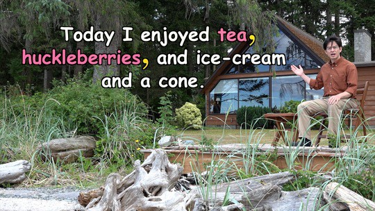 Today I enjoyed TEA, HUCKLEBERRIES, and ice cream and a cone.