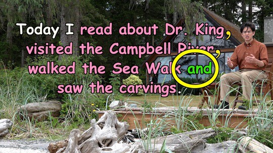 Today I read about Dr. King, visited the Campbell River, walked the Sea Walk AND saw the carvings.