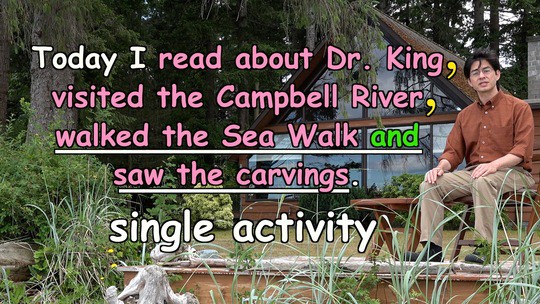 Today I read about Dr. King., visited the Campbell river, WALKED THE SEA WALK AND SAW THE CARVINGS.