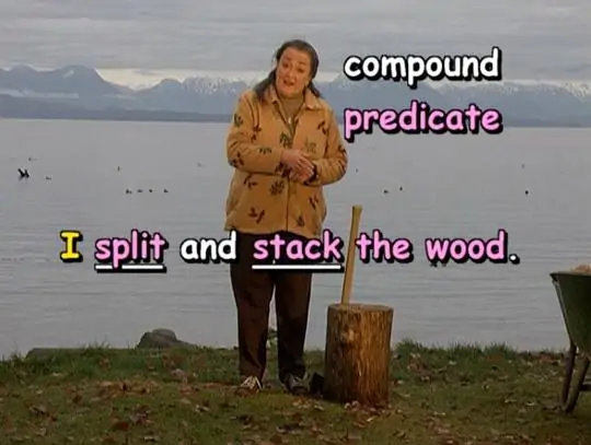 I split (main predicate) and stack (main predicate) the wood.