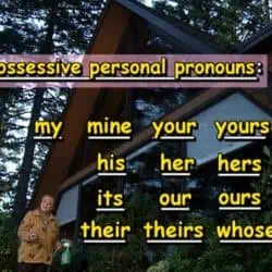 possessive personal pronouns: my, mine, your, yours, his, her, hers, its, our, ours, their, theirs, whose