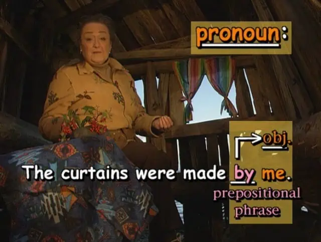 pronoun: The curtains were made by me.