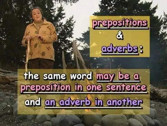 prepositions and adverbs: the same word may be a preposition in one sentence and an adverb in another
