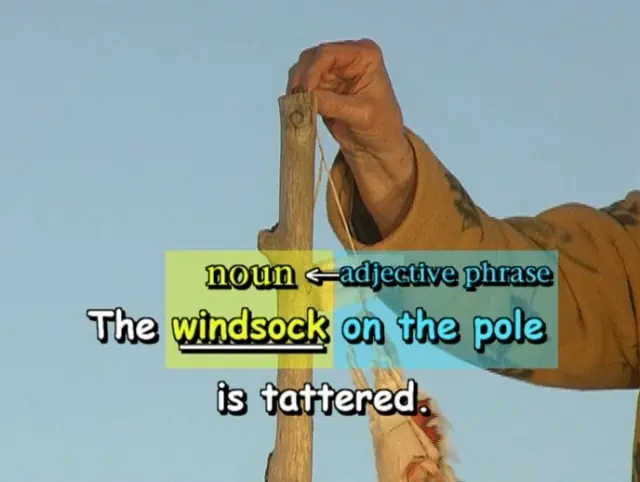 The windsock on the pole is tattered.