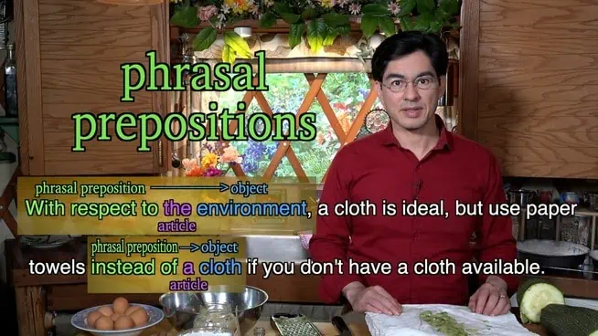 phrasal prepositions With respect to the environment, a cloth is ideal, but use paper towels instead of a cloth if you don't have a cloth available.