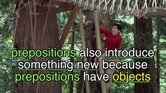 prepositions also introduce something new because prepositions have objects